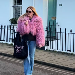 FULL of SHIT Pink Embroidered Beach Bag