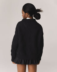 Prietema: Navy Blue Crochet Cotton Jacket