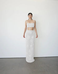 Hazel Beaded Lilac Powermesh Jellyfish Maxi Skirt - Multi Color