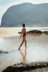 Racerback Swimsuit High Cut ― Red / Pink