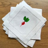 Emrboidered Radish Cocktail Napkins | Set of 2
