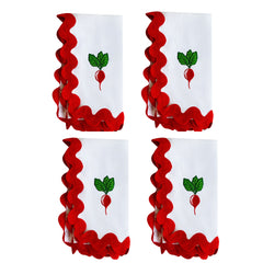 Emrboidered Radish Cocktail Napkins | Set of 2