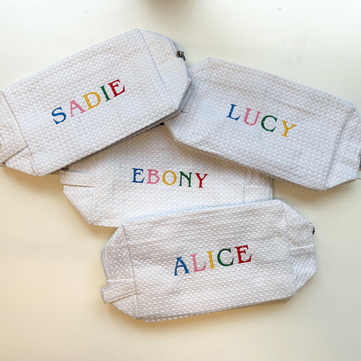 Rainbow Waffle Monogram Makeup Bag