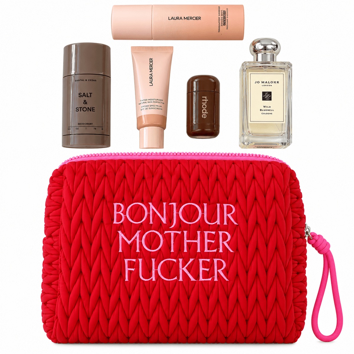 Red Bonjour Mother Fucker Make Up Bag