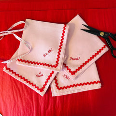 Add Your Own..Ric Rac Red & Pink | Personalised Napkin