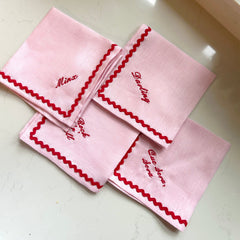 Add Your Own..Ric Rac Red & Pink | Personalised Napkin