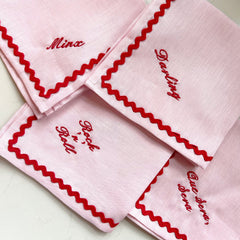 Add Your Own..Ric Rac Red & Pink | Personalised Napkin