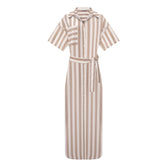 Strapped Cotton Long Shirt Dress Oat Milk