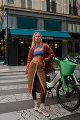 WARM PUFFER SKIRT - FLAT WHITE BROWN