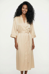 The Lady Silk Kimono Robe Caramel