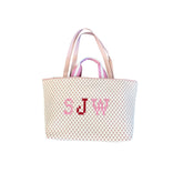 Monogram Embroidered Woven Hand Bag