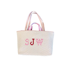 Monogram Embroidered Woven Hand Bag