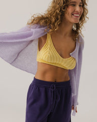 Skraistas: Lilac Silk & Mohair Cropped Cardigan