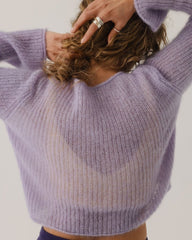Skraistas: Lilac Silk & Mohair Cropped Cardigan