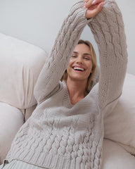 Slėniai: Nettle Red Grey Merino Wool Sweater