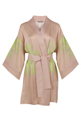 Silk Dreamscape Short Kimono Robe Pink Flower