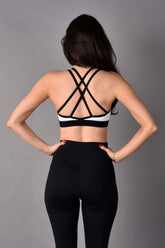 Stevie Reversible Matte Luxe High Neck Sports Bra in Black Combo