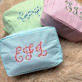 Stripey Monogram Makeup Bag