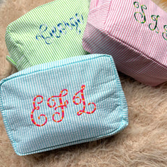 Stripey Monogram Makeup Bag