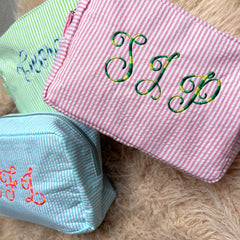 Stripey Monogram Makeup Bag