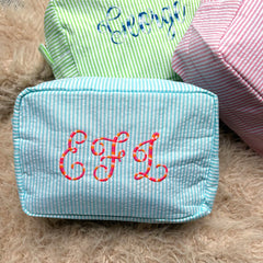 Stripey Monogram Makeup Bag