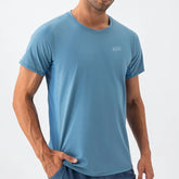 Super Elastic Blue Short Sleeve T-Shirts for Men