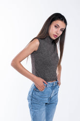 Turtleneck Ribbed Vest