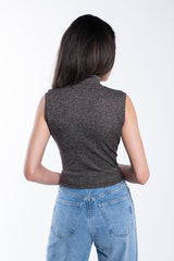 Turtleneck Ribbed Vest