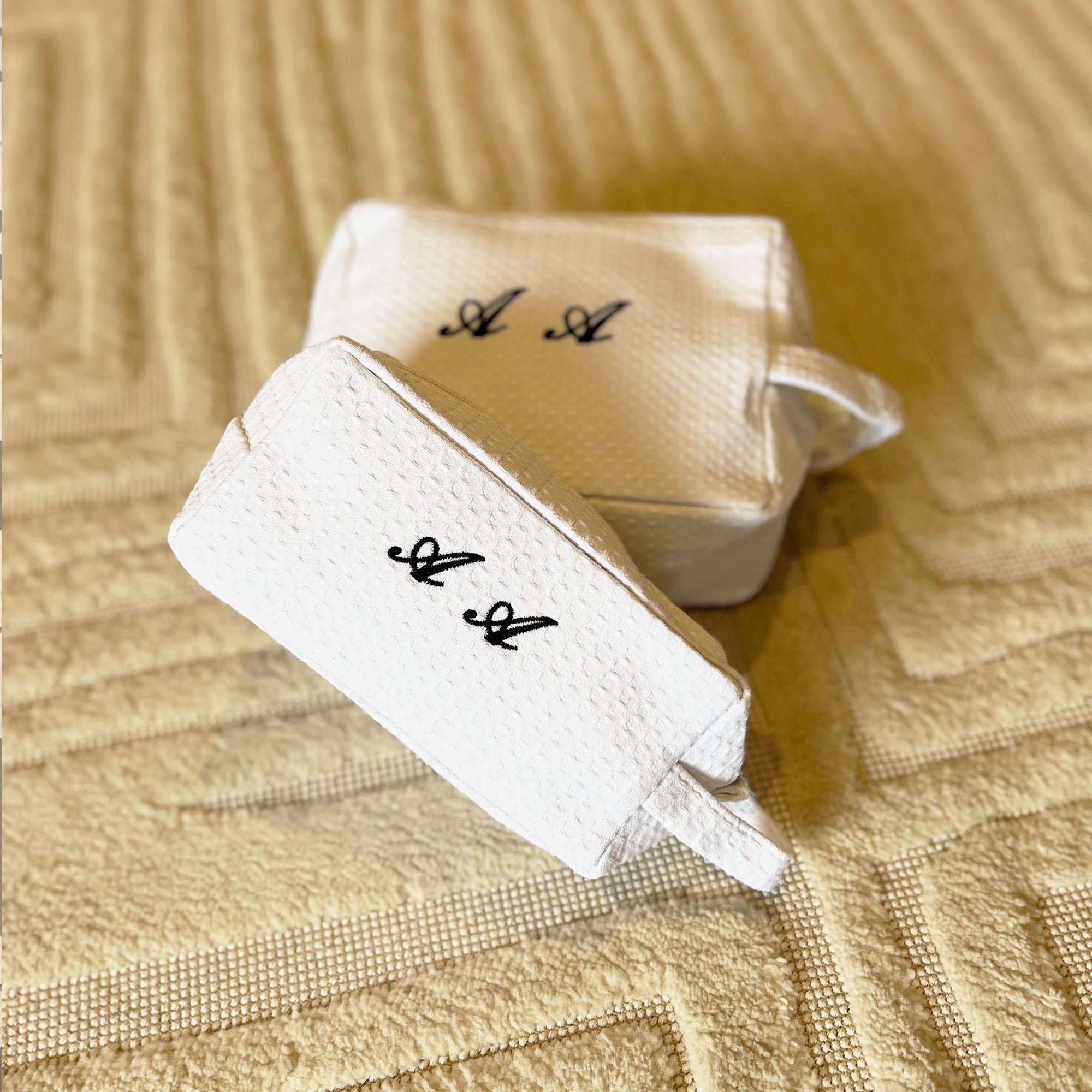 Set of 2 Monogram Quilted Cosmetic Bag