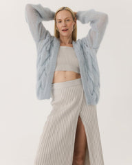 Twisted Erik: Fog Grey Silk Mohair Cardigan