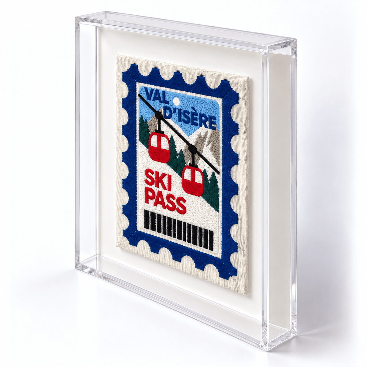 Val D'isere Embroidered Postcard Artwork
