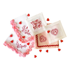 Heart Embroidered Cocktail Napkins | Set of 2 Designs