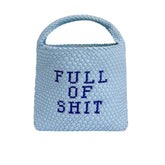 Blue Embroidered Bucket Bag