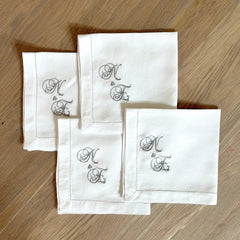 Monogrammed Wedding Cocktail Napkins | Set of 2