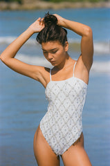 Calliope Thin Straps One Piece White Swimsuit