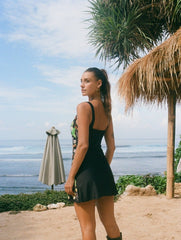 Aurelia Embroidered Luxury Sequin Mini Dress - Black