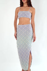 Calliope Luxury Crystal Co-Ord Skirt Nude