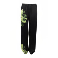 Silk Dreamscape Pyjama Pants Black Flower