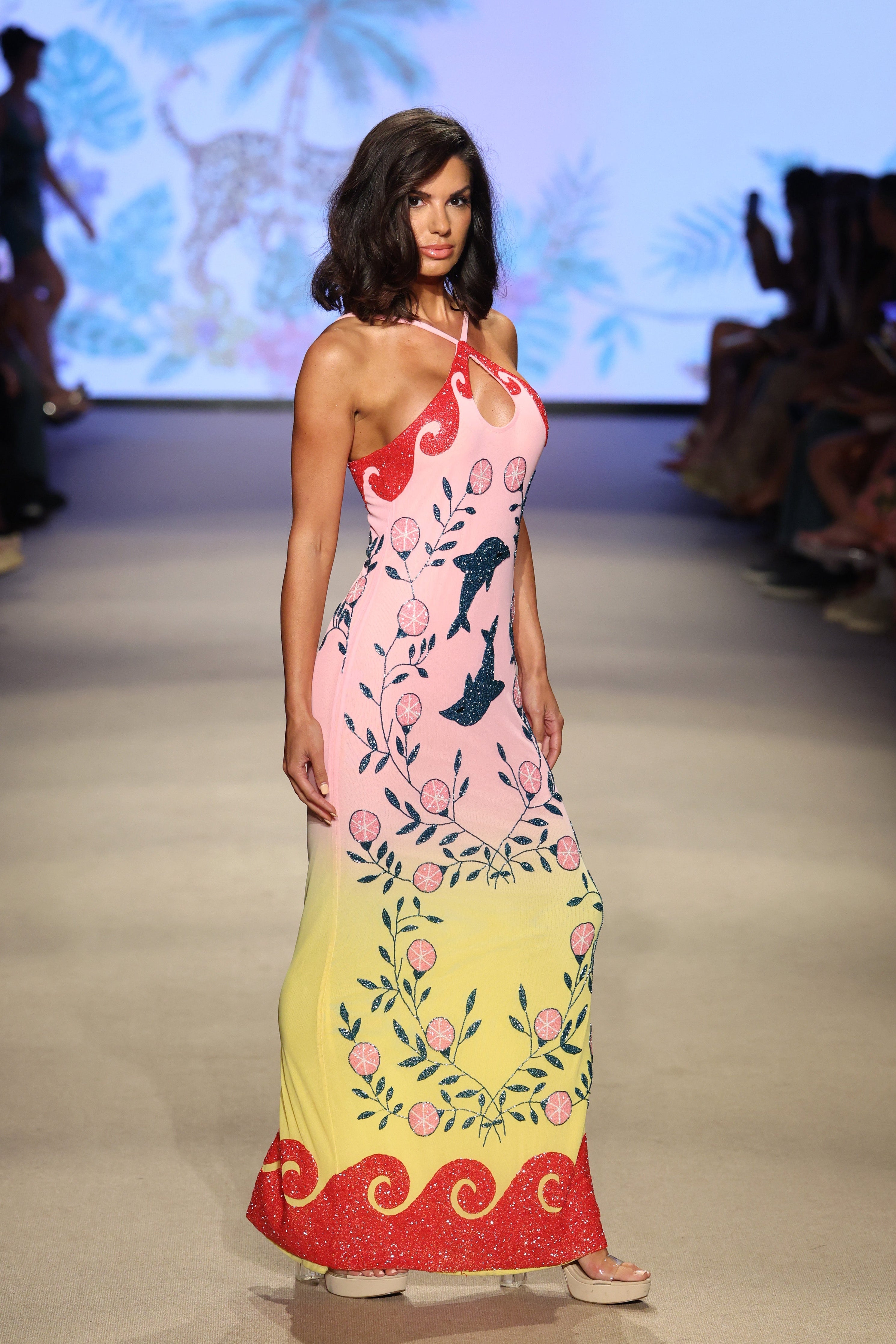 Dolphin Hand Beaded Maxi Dress
