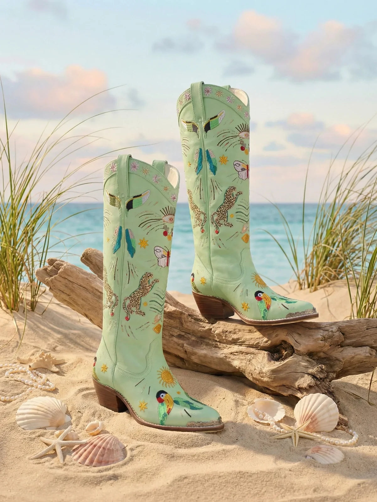 Willow Embroidered Leather Boots