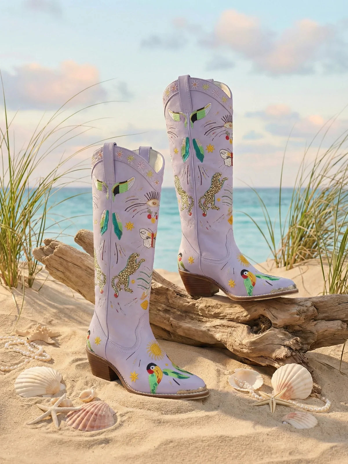 Willow Embroidered Leather Boots