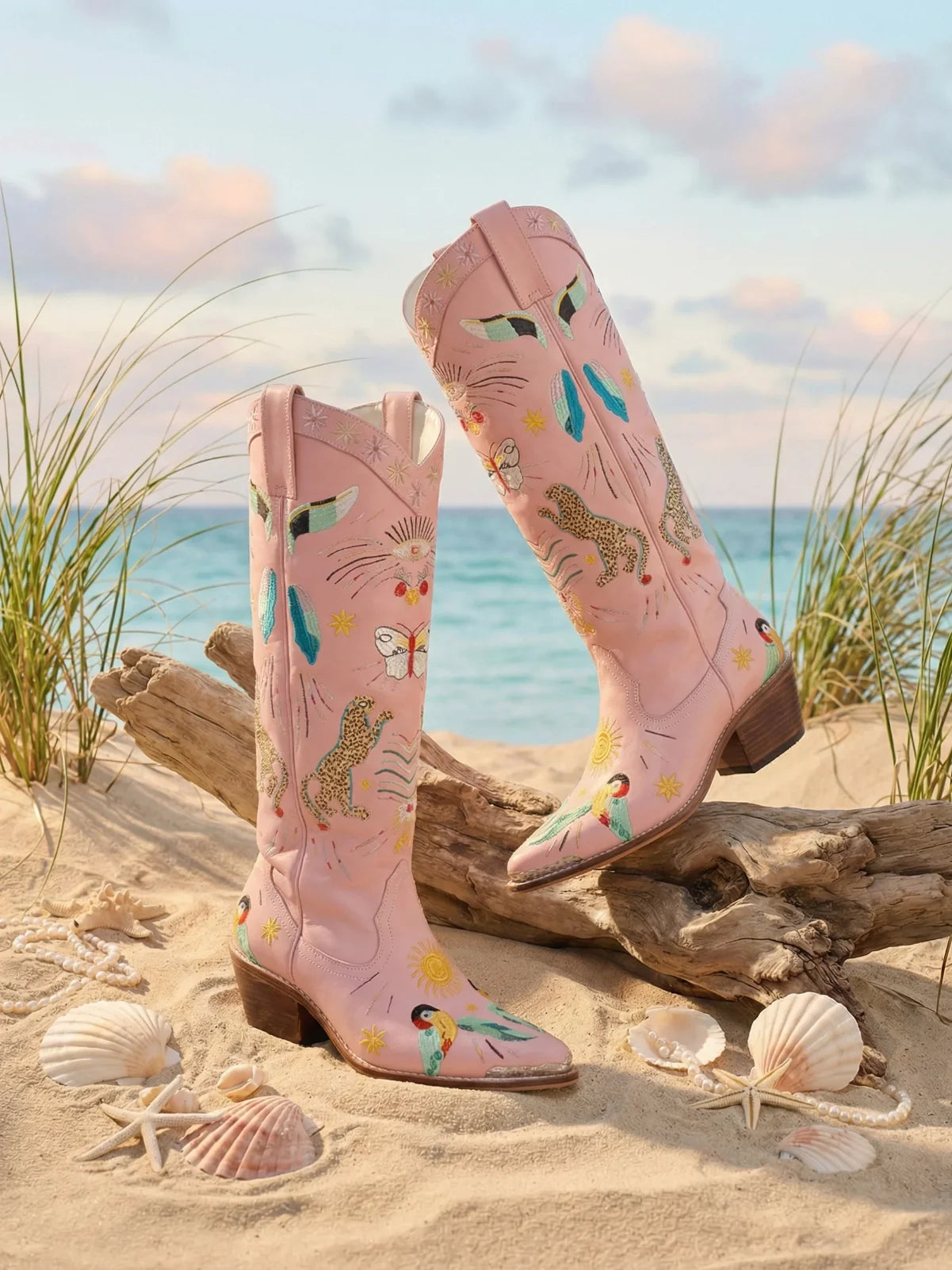 Willow Embroidered Leather Boots