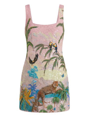 Paradise Safari Beaded Mini Dress – Pink