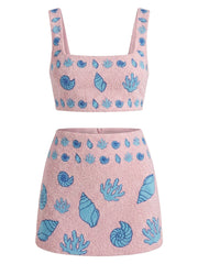 Oceanic Bloom Co-Ord Top Pink