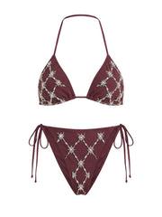 Orion Beaded Burgundy Bikini Bottom