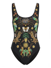 Willow Hand Embroidered Black Swimsuit