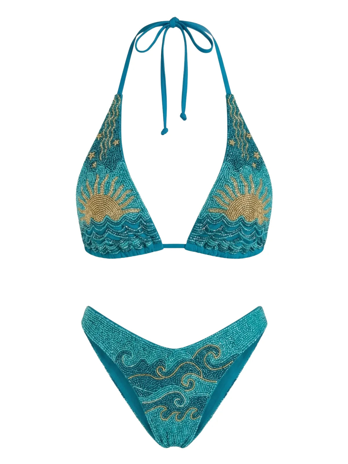 Sunshine Glow Beaded Bikini Top in Green