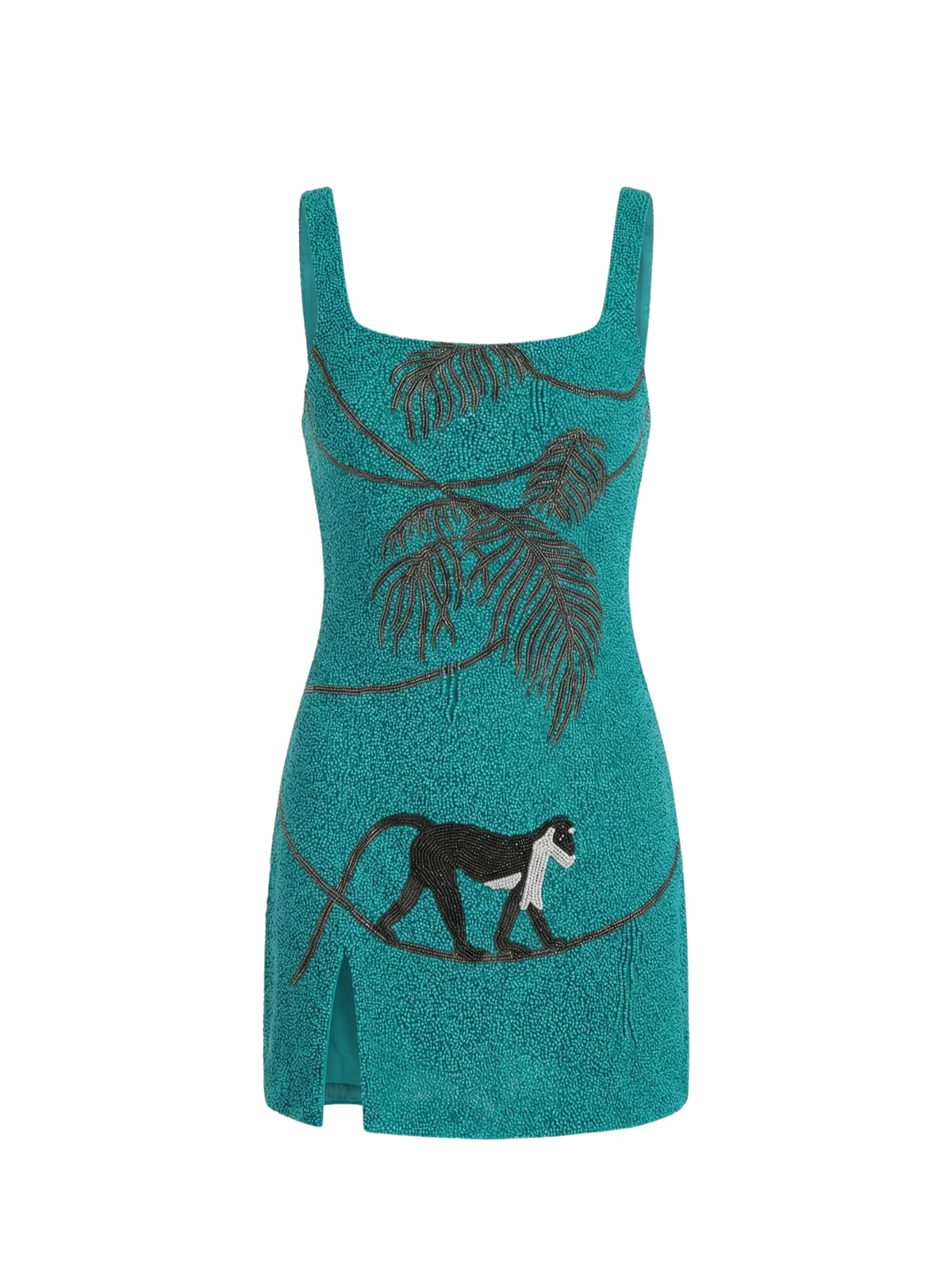 St. Barth Hand-Beaded Crystal Dress - Teal