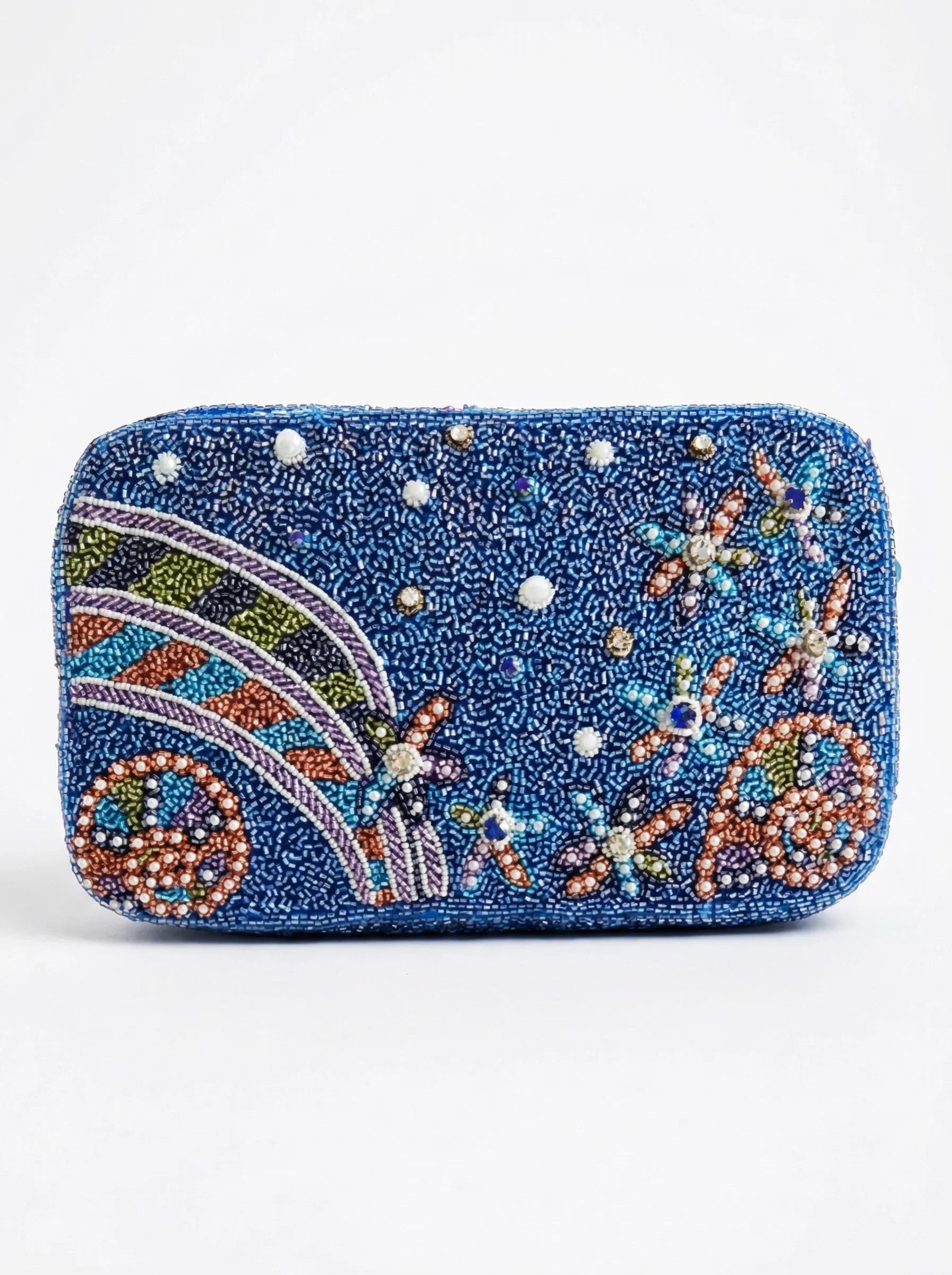 Starlight Hand Embellished Blue Pouch