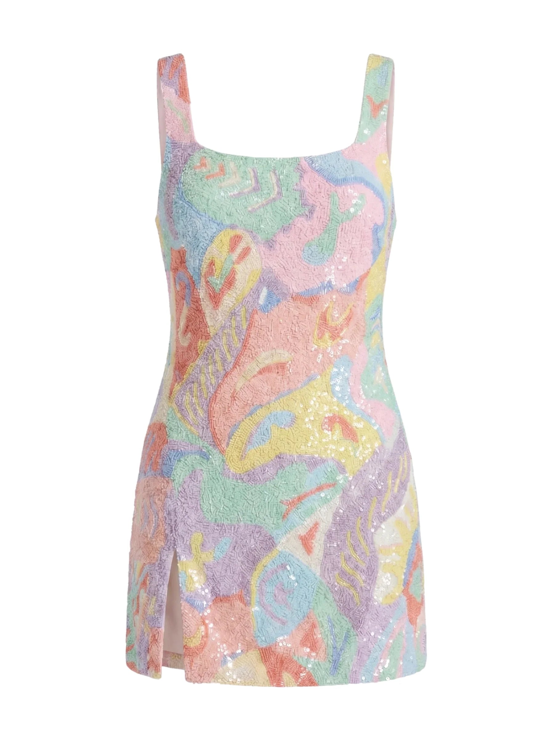 Boston  Vibrant Hand-Beaded Dress in Pastel